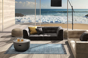 Модульный бескаркасный диван Гоа серого цвета в гостиной